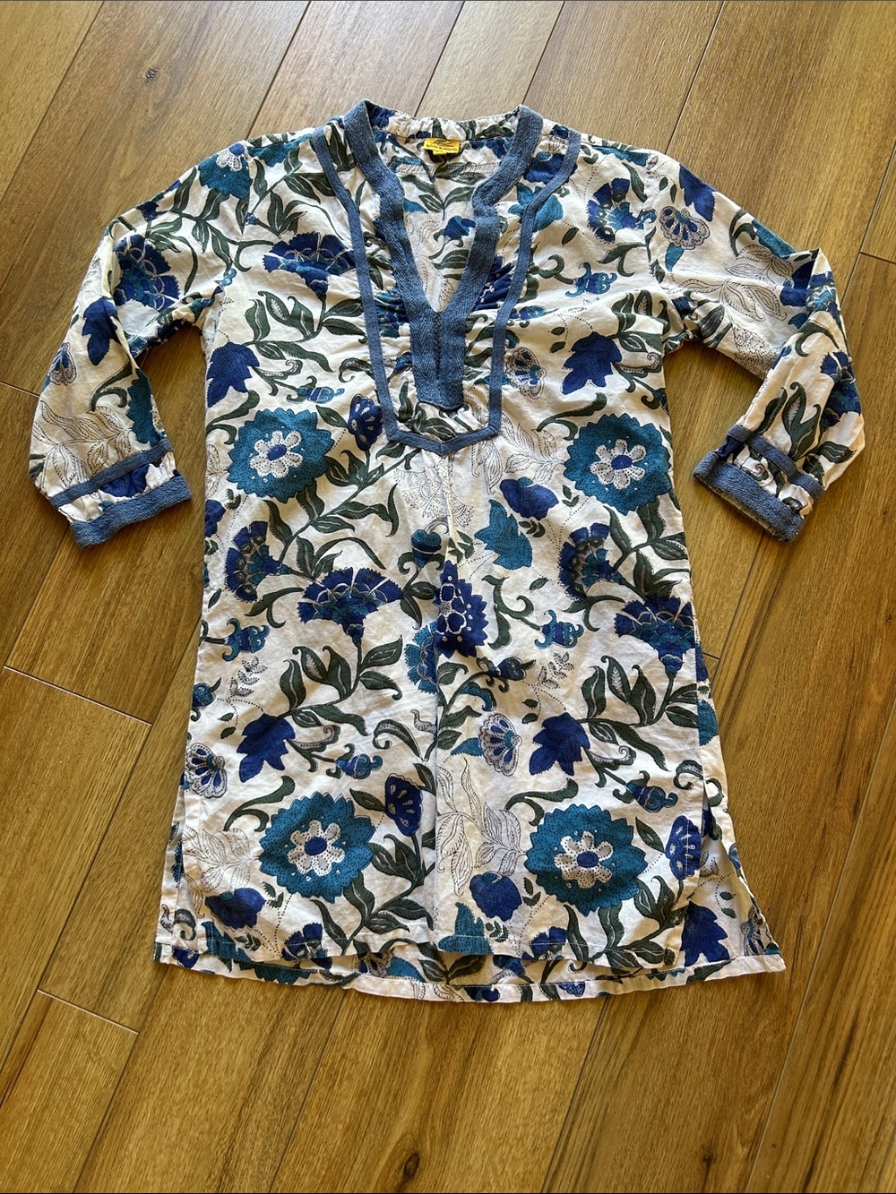 Roller Rabbit Blue Floral Cotton Dress topsize XS
